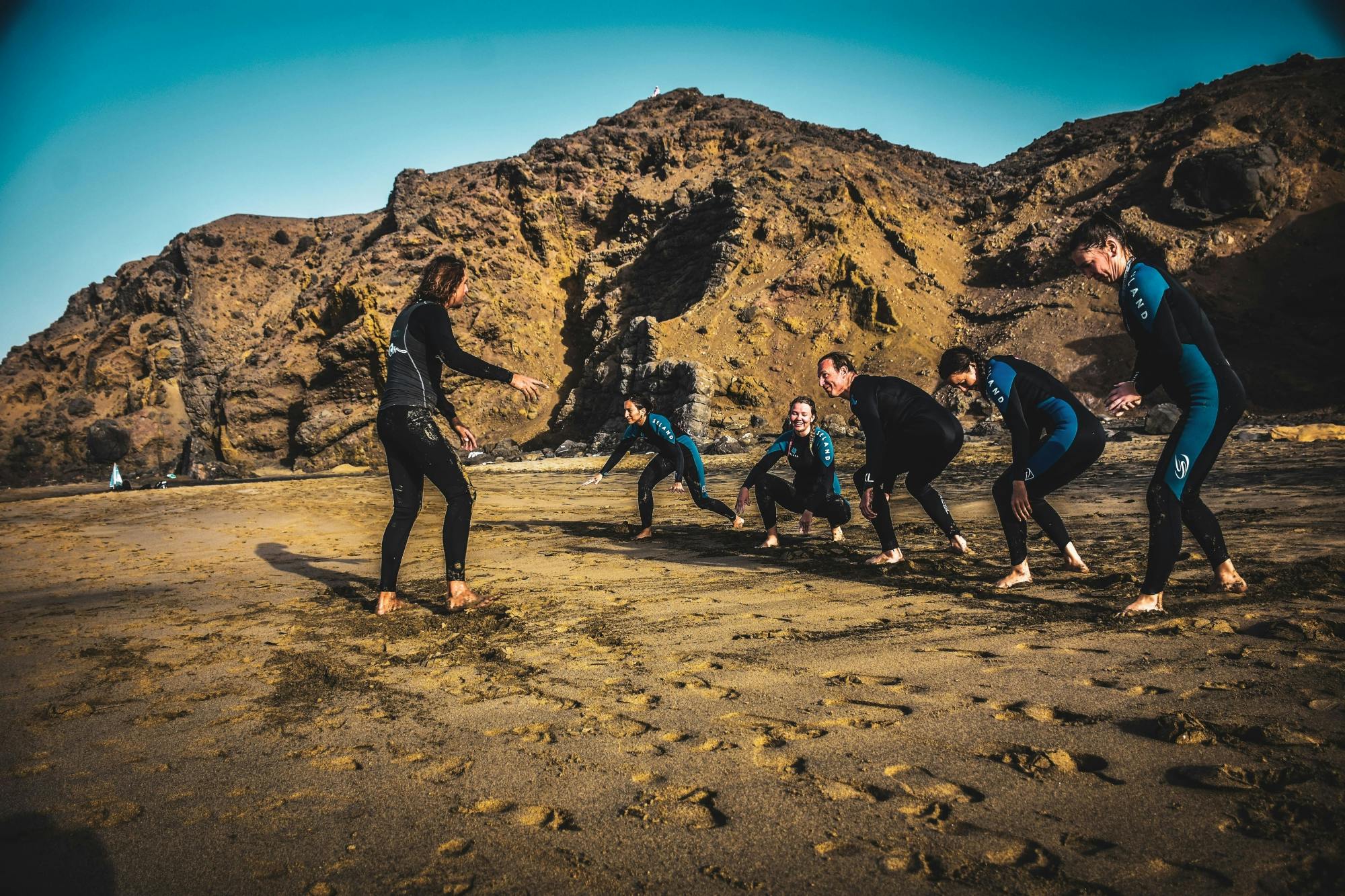 Family surfing session in the south of Fuerteventura