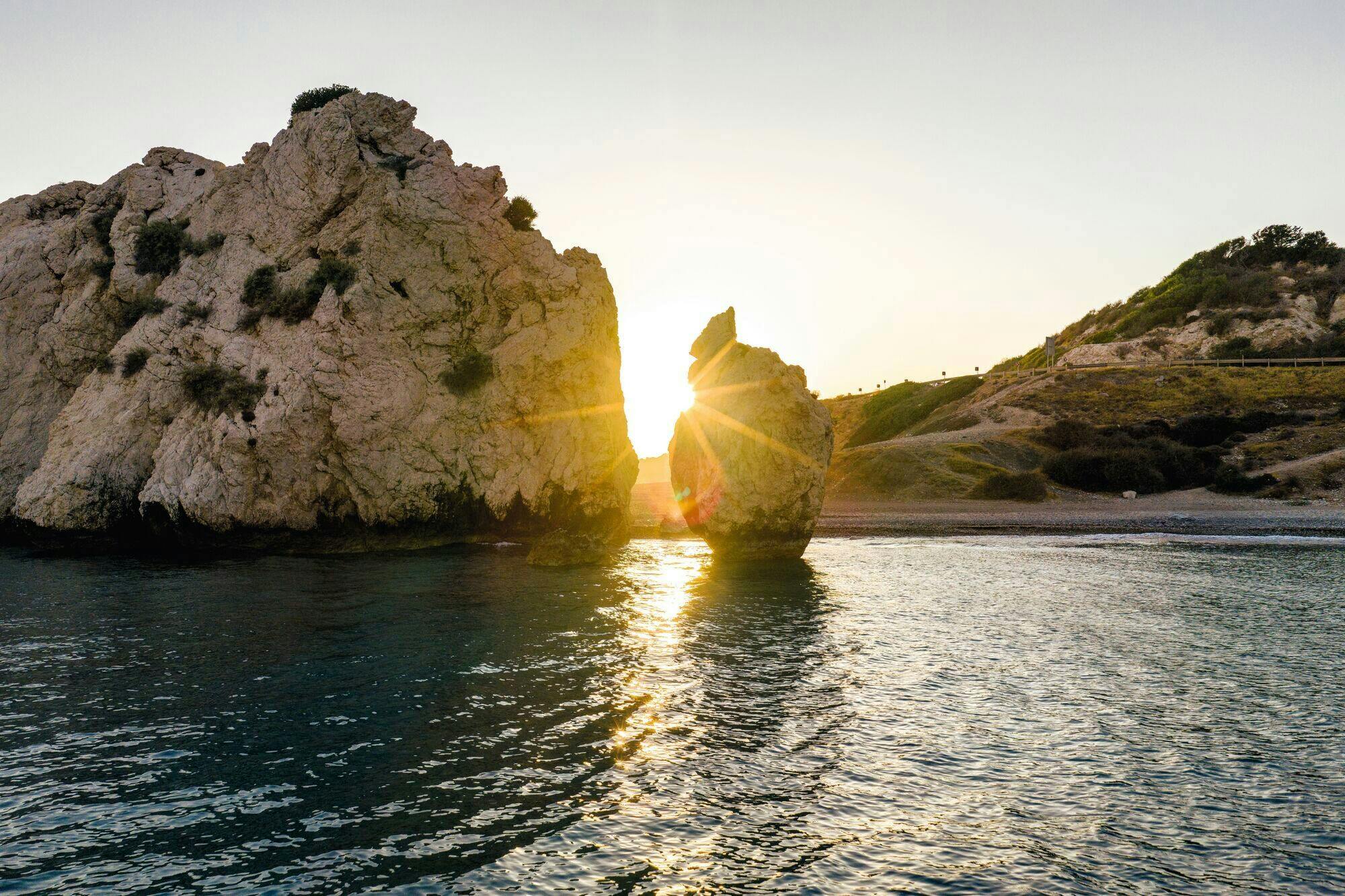 Evening drink at Aphrodite's Rock and Cypriot folk dinner