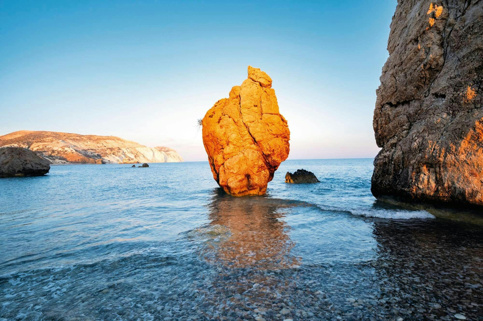 Evening drink at Aphrodite's Rock and Cypriot folk dinner