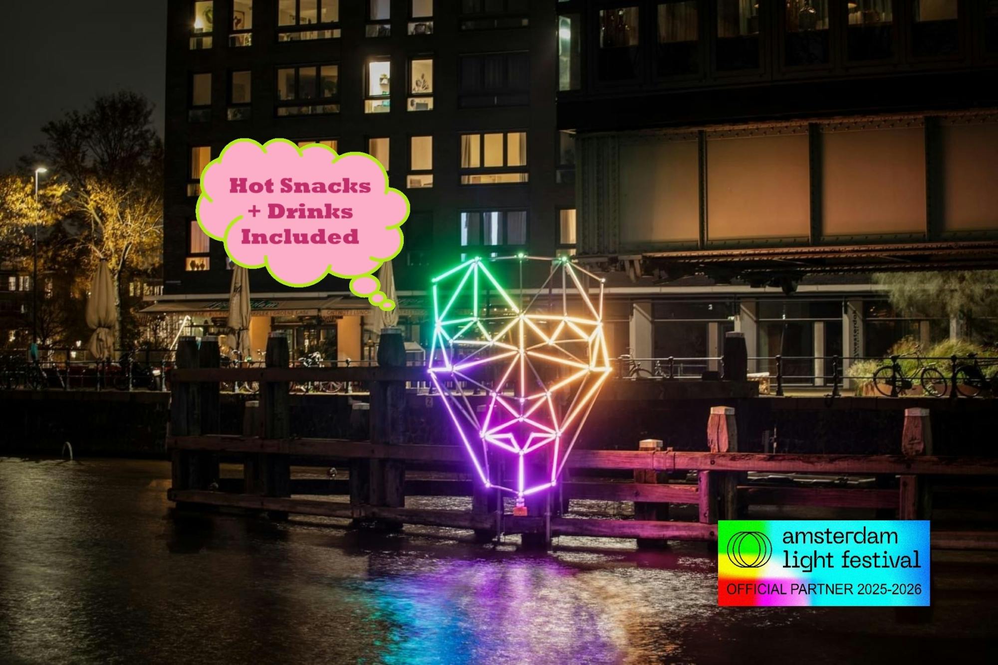 Amsterdam Light Festival cruise with hot snacks and drinks