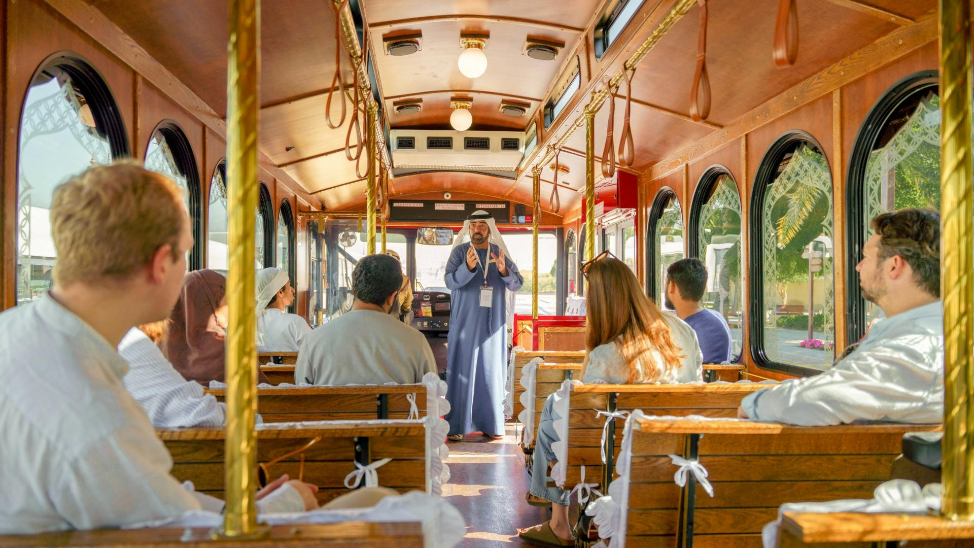 Guided heritage trolley tour of old Dubai cultural landmarks