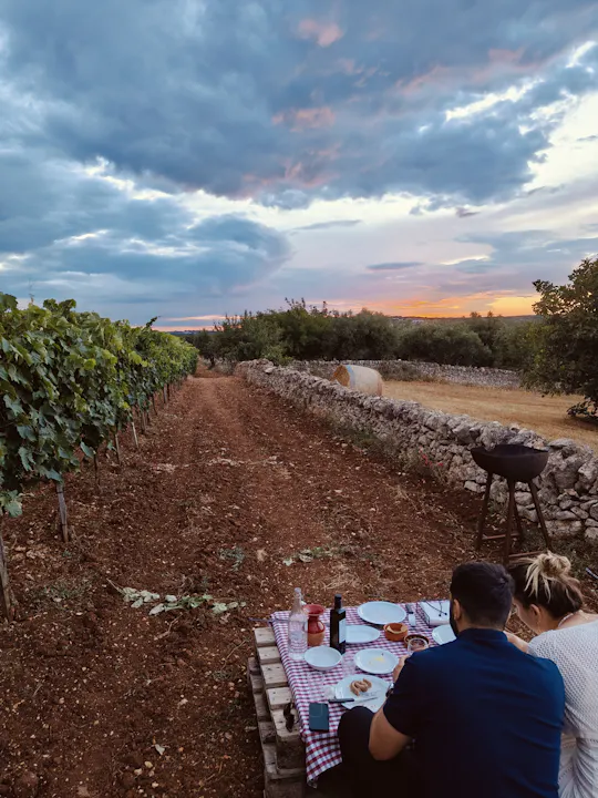 Picknick en barbecue op het platteland in de Valle d'Itria
