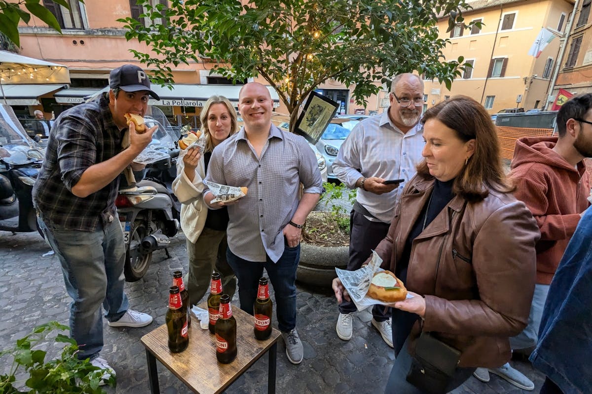 Tour a piedi di Campo de' Fiori e di Trastevere con cibo di strada