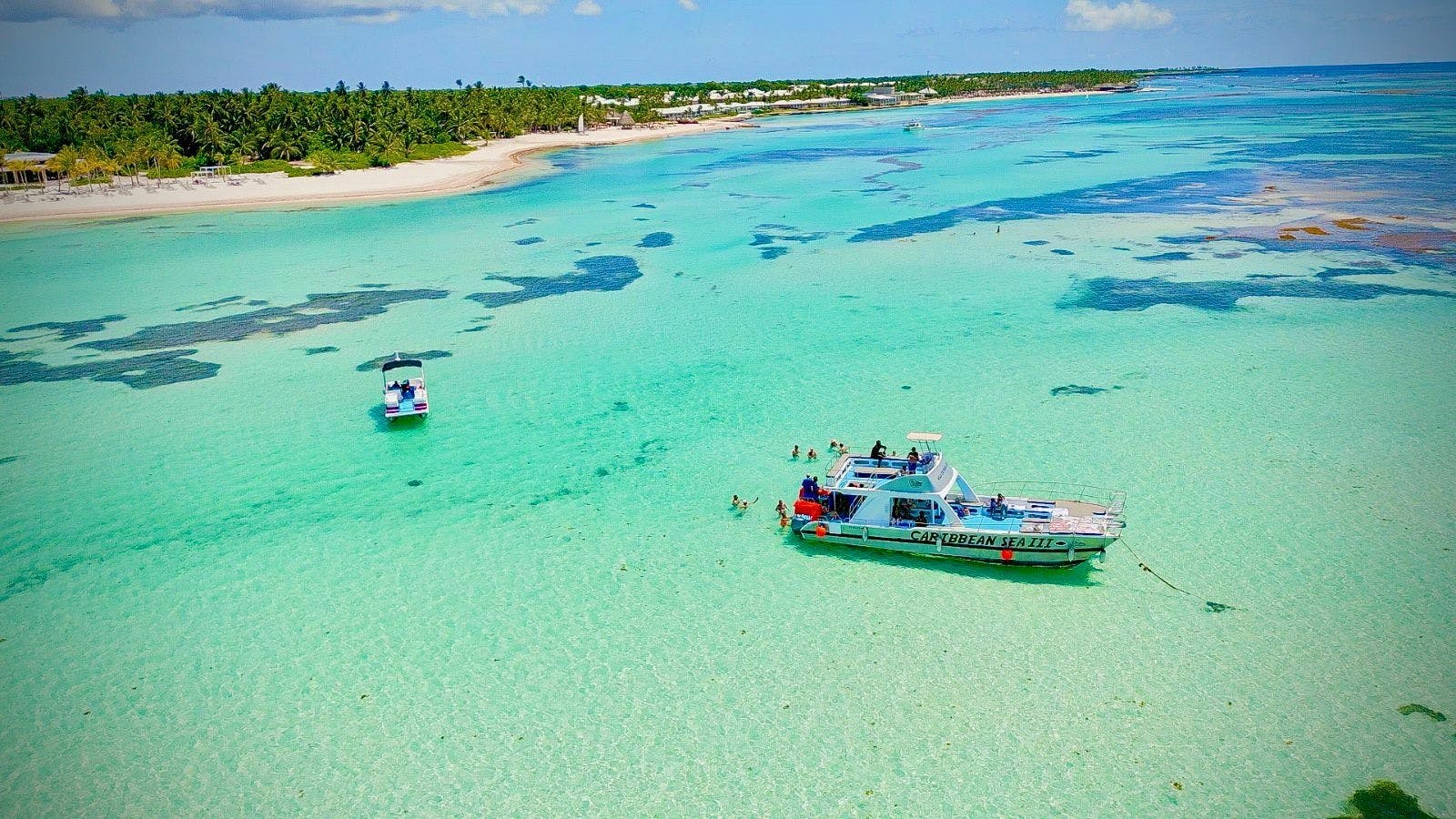 Double-deck catamaran cruise at sunset from Punta Cana