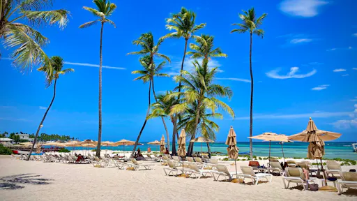Double-deck catamaran cruise at sunset from Punta Cana