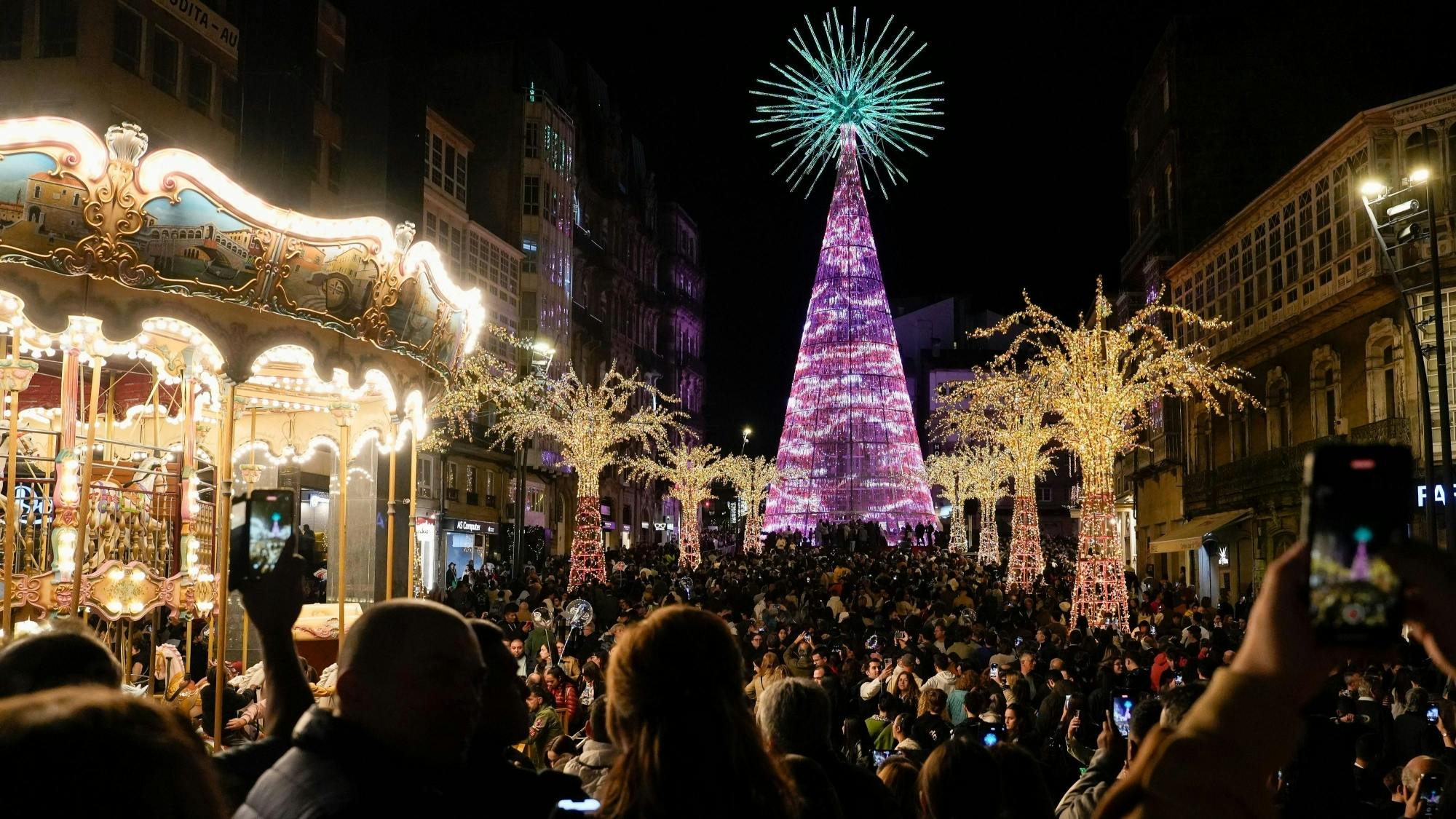 Christmas lights guided tour in Vigo from Santiago de Compostela