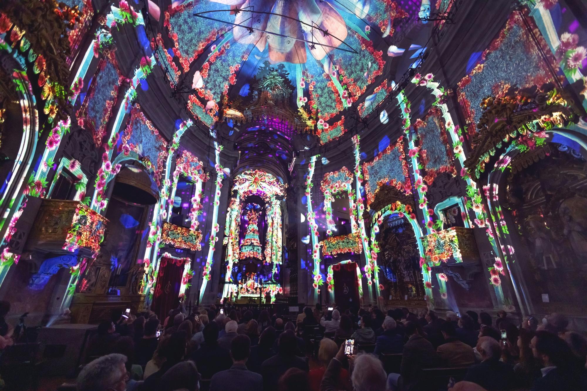 Spiritus light and sound show at Clérigos Church in Porto