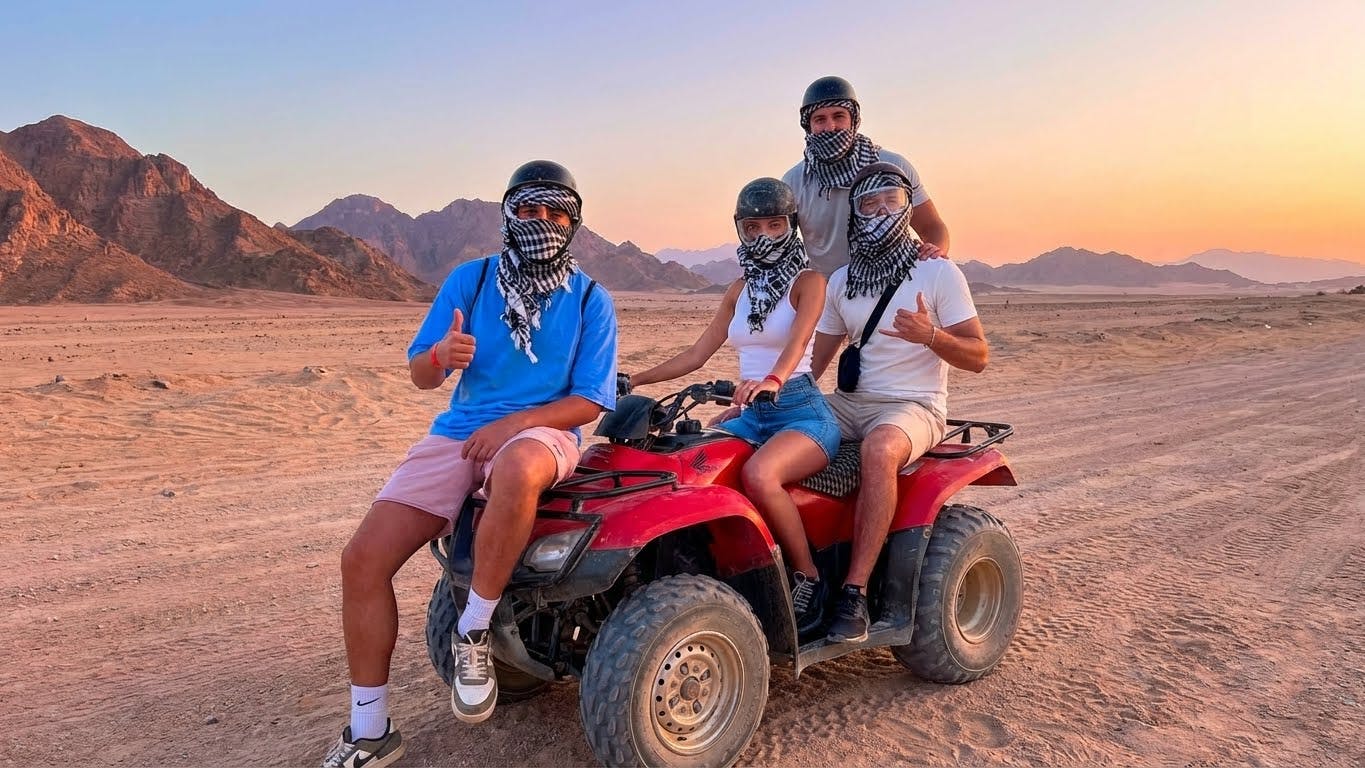 Quad bike morning tour with camel ride and tea in Hurghada
