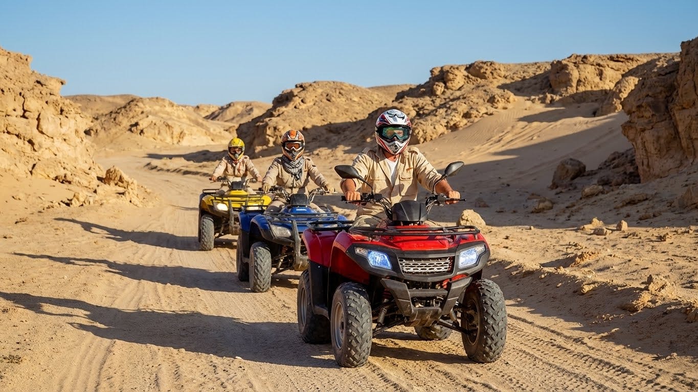 Quad bike ride in Hurghada desert with Bedouin tea tasting