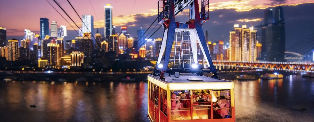 Chongqing night skyline and cable car for the private Chongqing night tour and hotpot feast