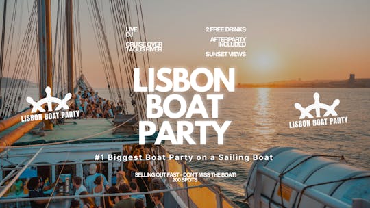 Festa de barco em Lisboa e passeio à vela ao pôr do sol