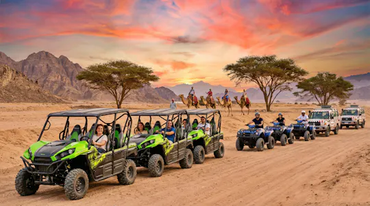 Safari por el desierto en quad y 4x4 con cena en un pueblo beduino