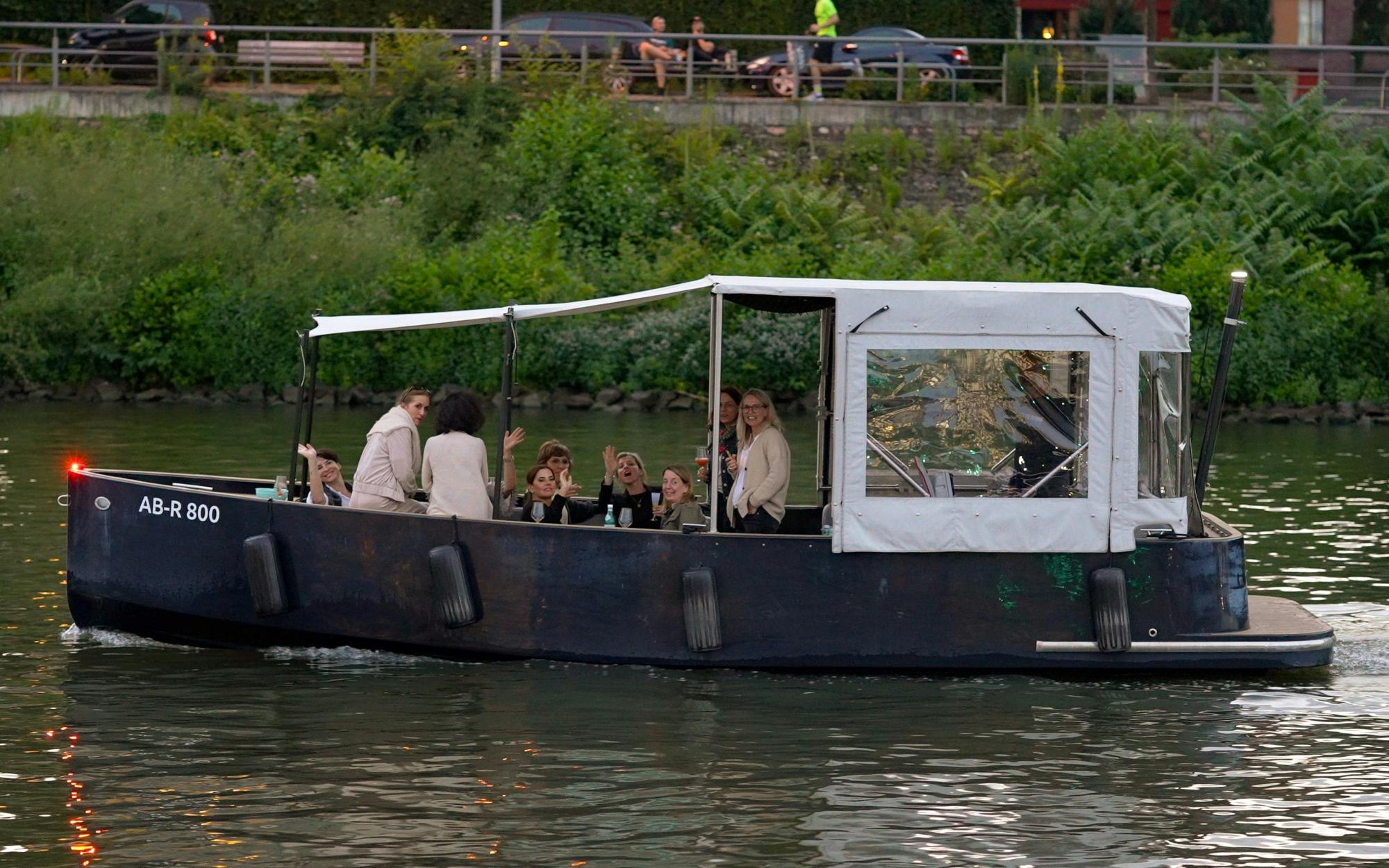 Private boat tour for up to 18 people in Frankfurt with skyline view