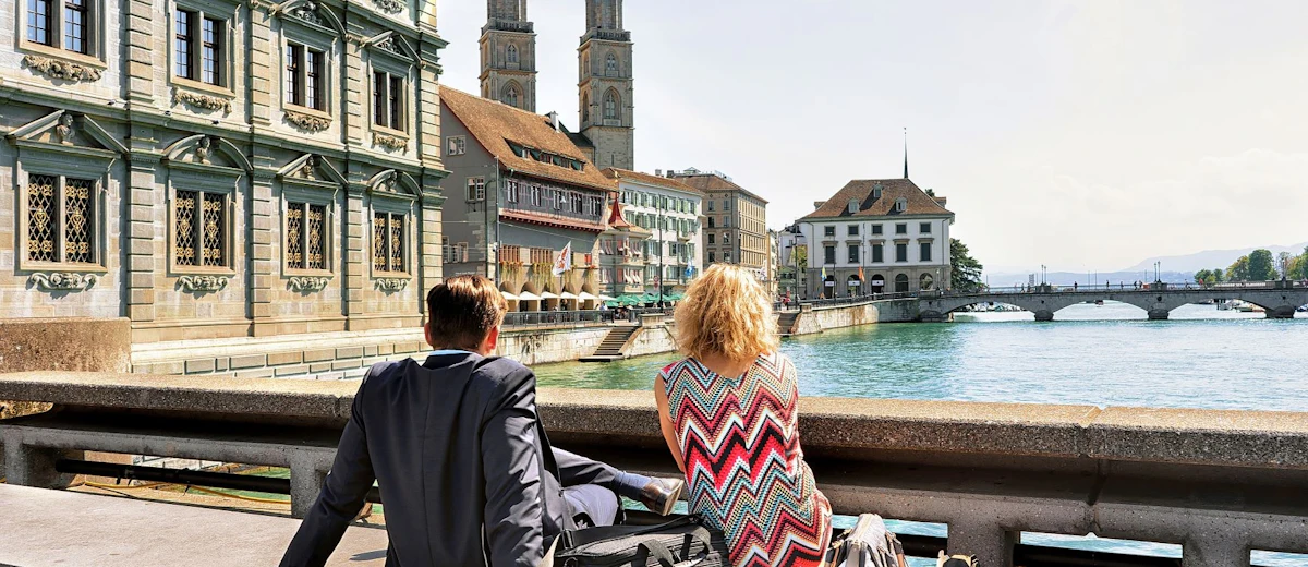 View over the Limmat River in Zurich’s historic centre
