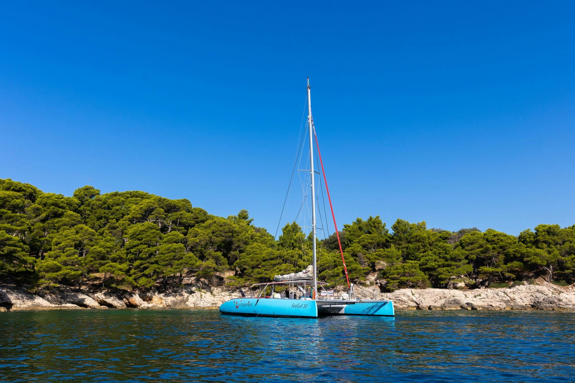 Corfu east coast catamaran cruise with drinks and snacks