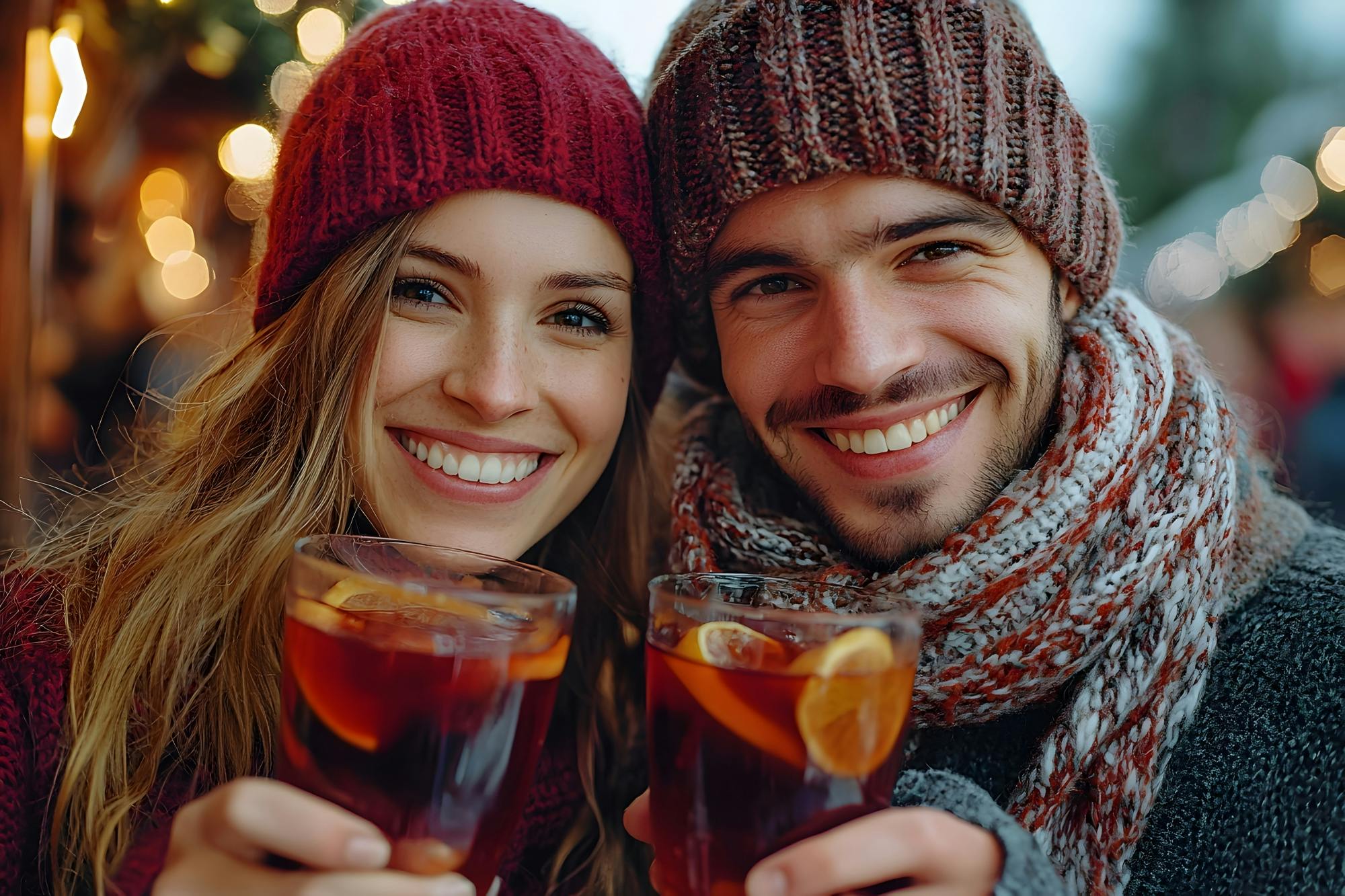 Croisière d'hiver avec du vin multicolore et de la musique de Noël