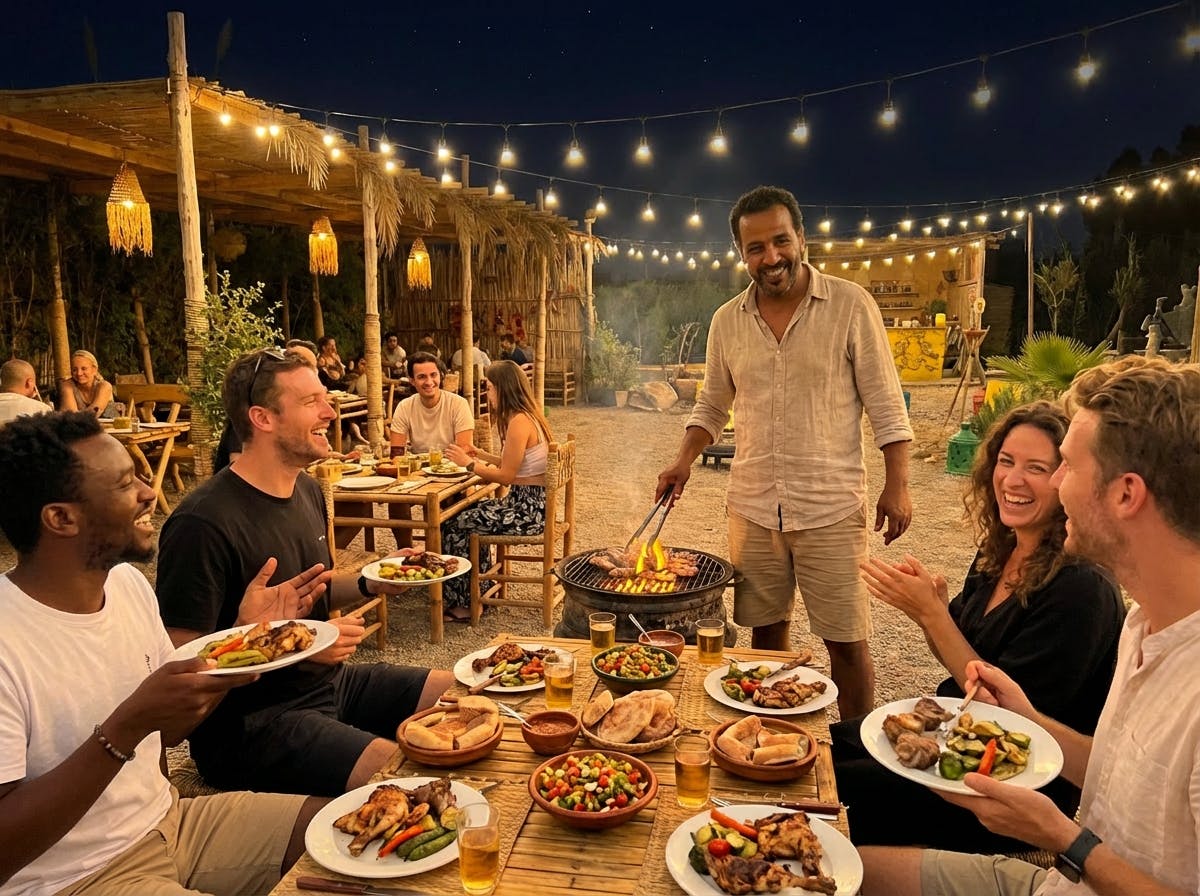 Balade à dos de chameau, buggy dans les dunes et dîner barbecue marocain