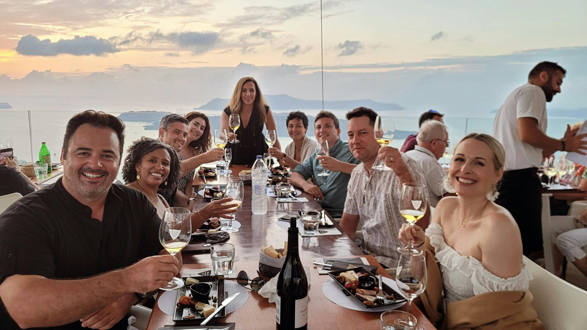 Santorini semi-private sunset wine tour with two wineries