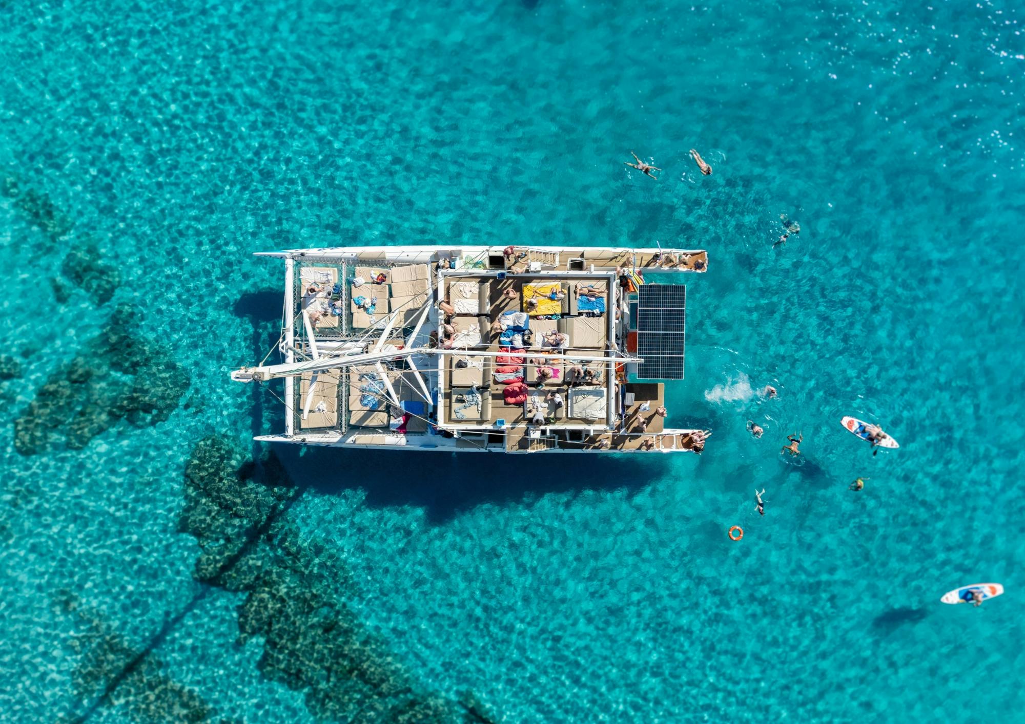 Relaxing adults-only Blue Lagoon catamaran trip