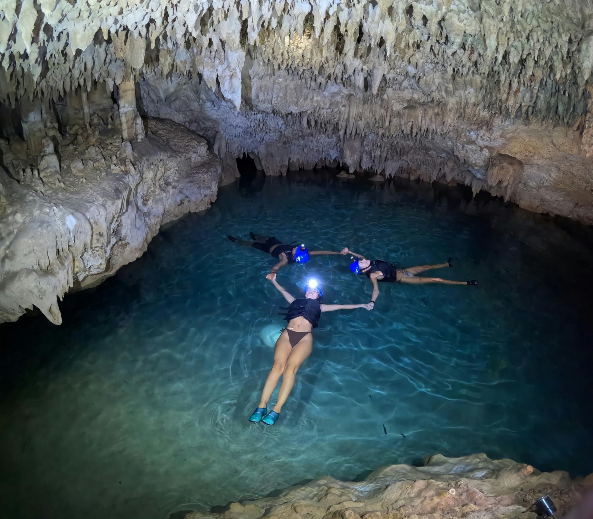 Riviera Maya coral reef snorkel and cenote cave swim