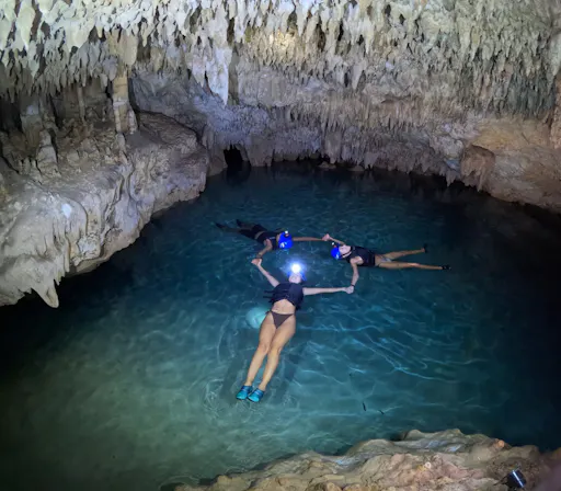 Riviera Maya coral reef snorkel and cenote cave swim