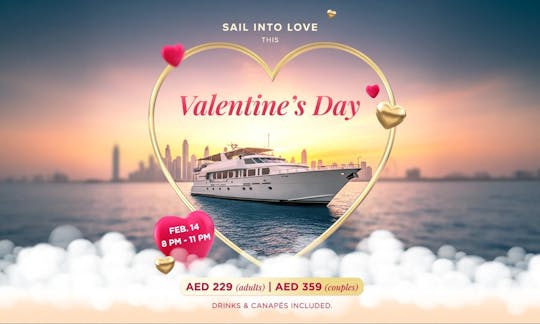 Valentinstags-Yachtfahrt mit Champagner und Rose in Dubai
