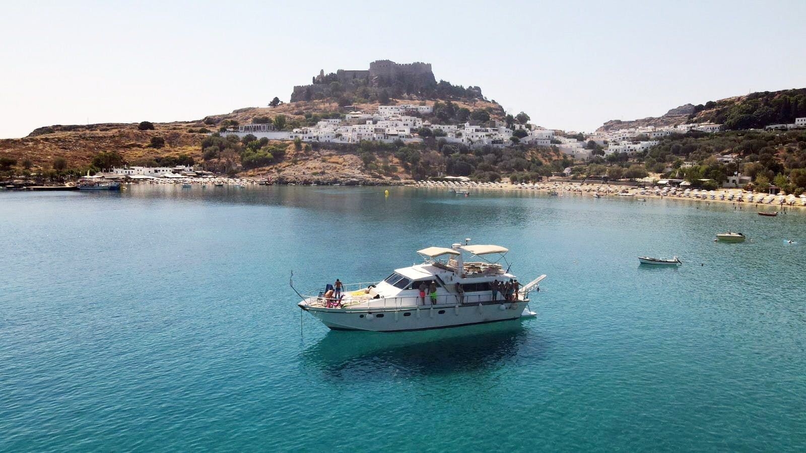 Rhodes adults-only yacht cruise with swim stops and lunch