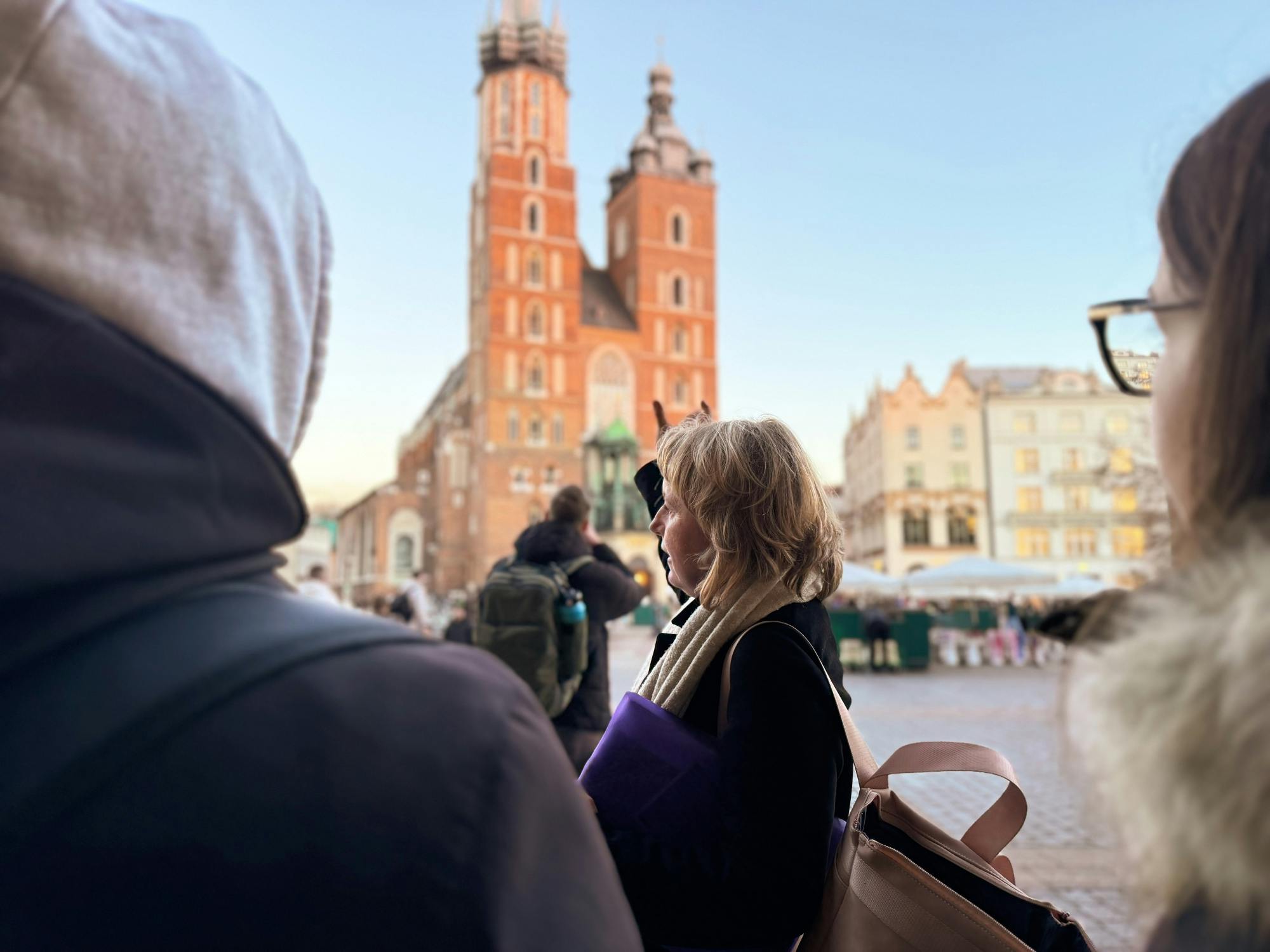 Krakow's Market Square with St. Mary's Basilica and Rynek Underground