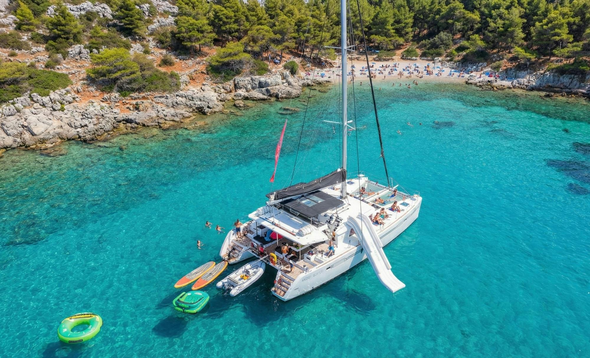 Rhodes luxury catamaran cruise with swim stops