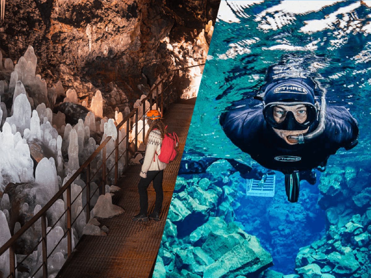 Combinatie snorkelen bij de Silfra Fissure en lavatunnel