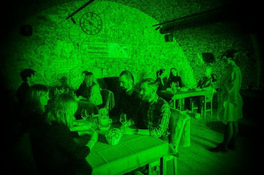 Tasting experience in the dark in a historic wine cellar in Bratislava