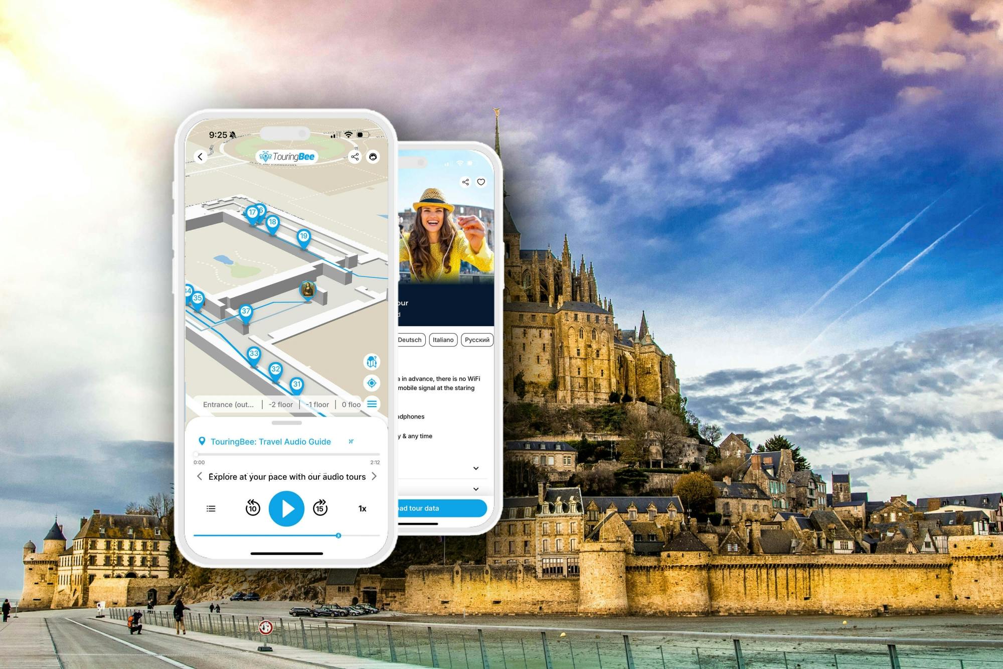 Visita autoguiada a pie por la isla del Mont Saint-Michel con aplicación de audio