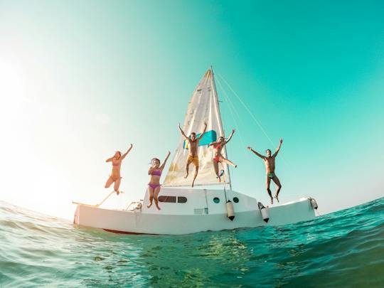 Sunset catamaran cruise Delos and Rhenia Island