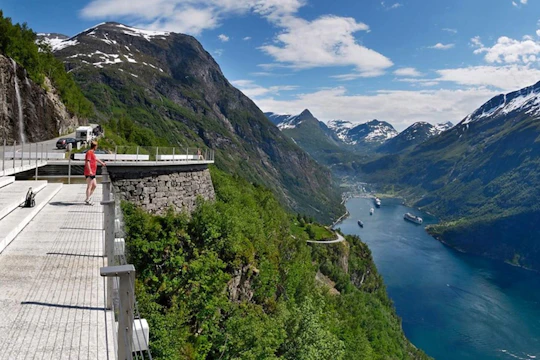 Ålesund to Geiranger fjord cruise with village visit
