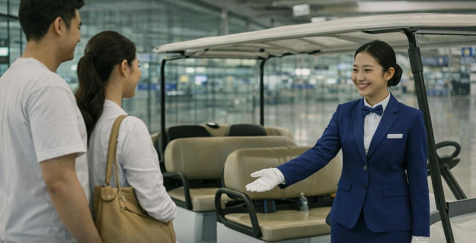 Bangkok airport priority lane arrival with butler and optional buggy