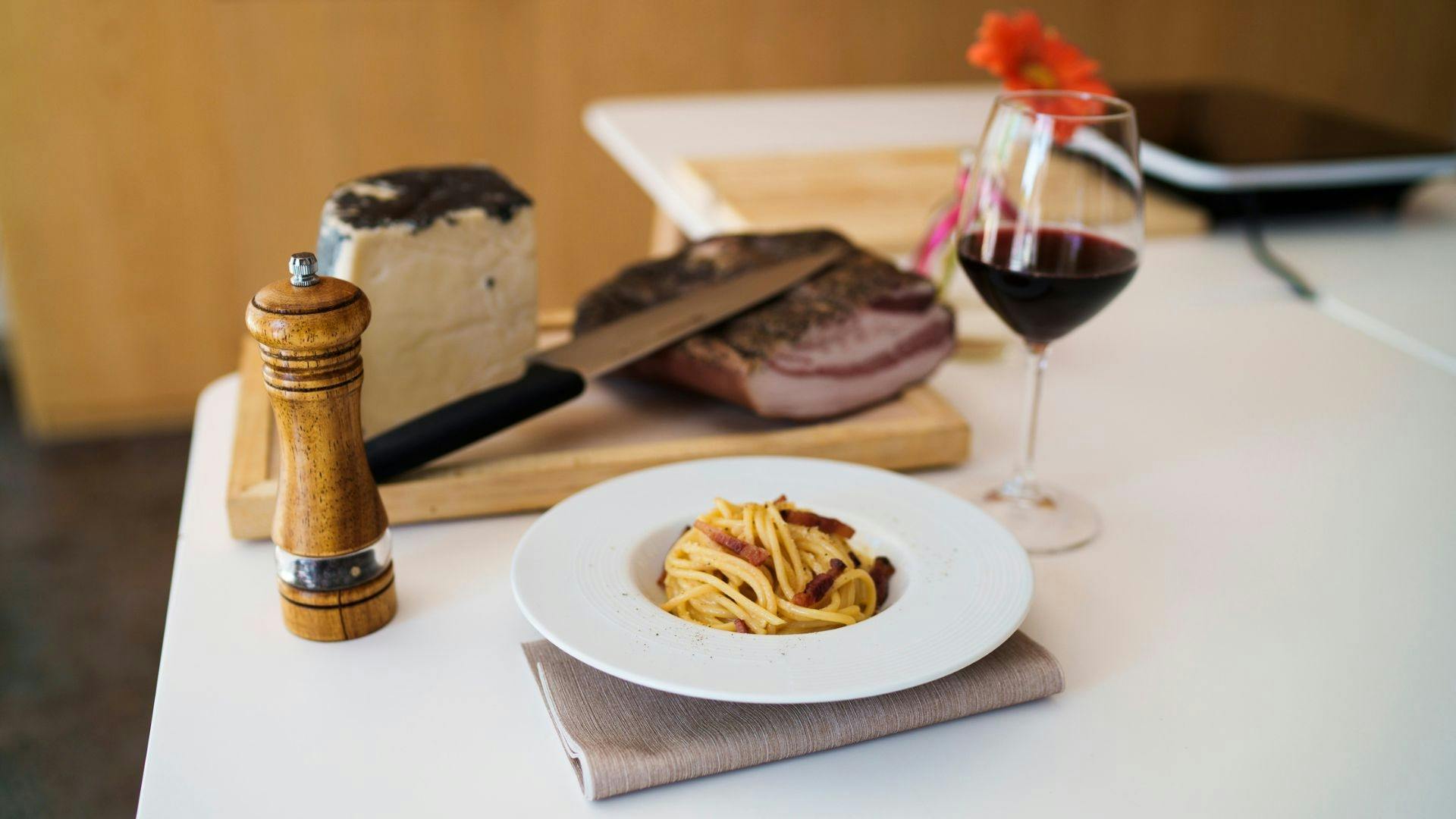 Echte carbonara kookles in Olbia