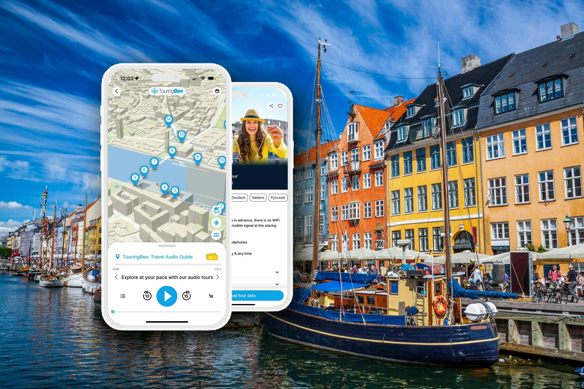 Visita guiada a pé a Copenhaga com aplicação áudio