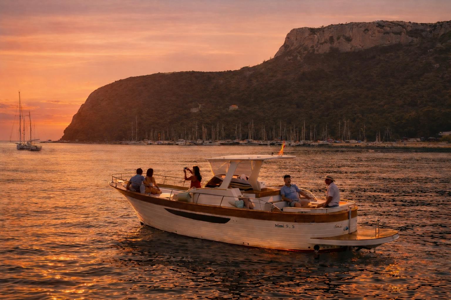 Cagliari sunset boat tour with swim stop and aperitif