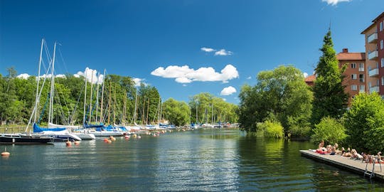 Visita guiada de barco ao canal da Câmara Municipal de Estocolmo