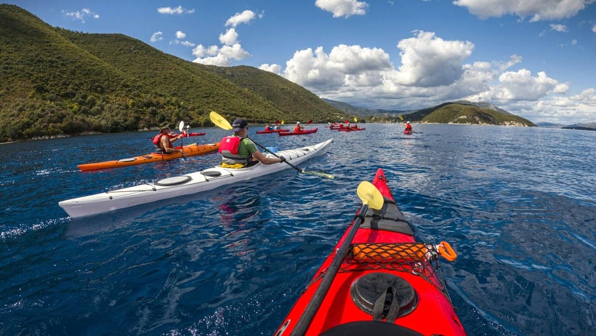 Kajaktocht naar de eilanden Skorpios en Madouri vanaf Lefkada