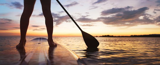 Passeio de stand-up paddleboarding LED ao pôr do sol em Cala Ratjada
