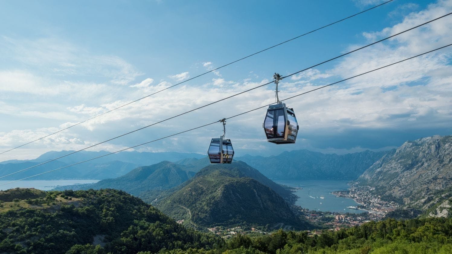 Kabelbaantocht en zonsondergang in Tivat