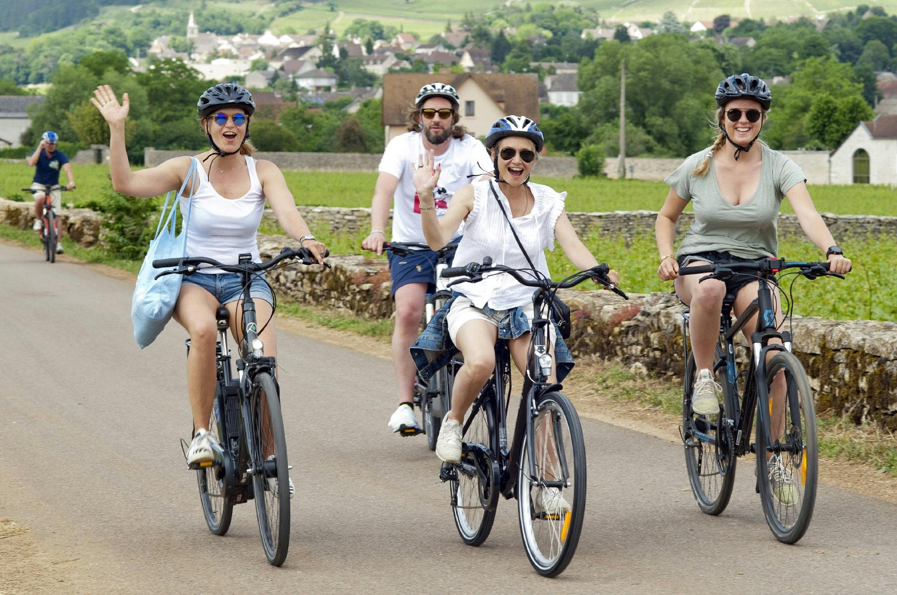 Passeio de bicicleta e de vinho de meio dia na Côte de Beaune