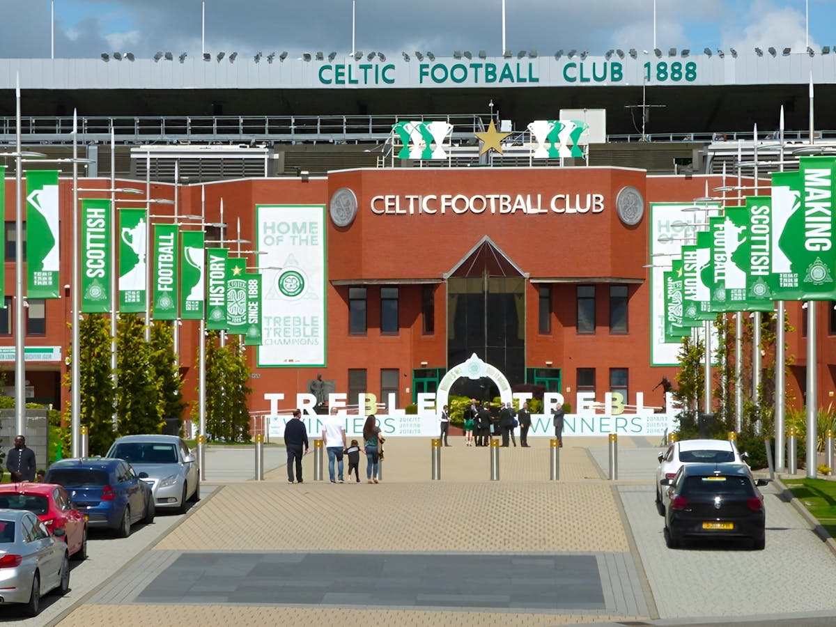 Voetbalwedstrijd van Celtic FC in Celtic Park