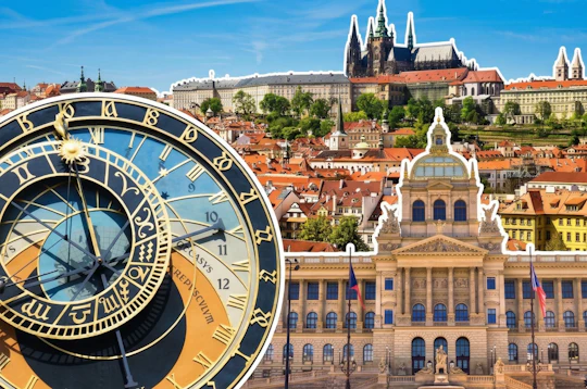 Prague Castle and Orloj with National Museum or Jewish Quarter