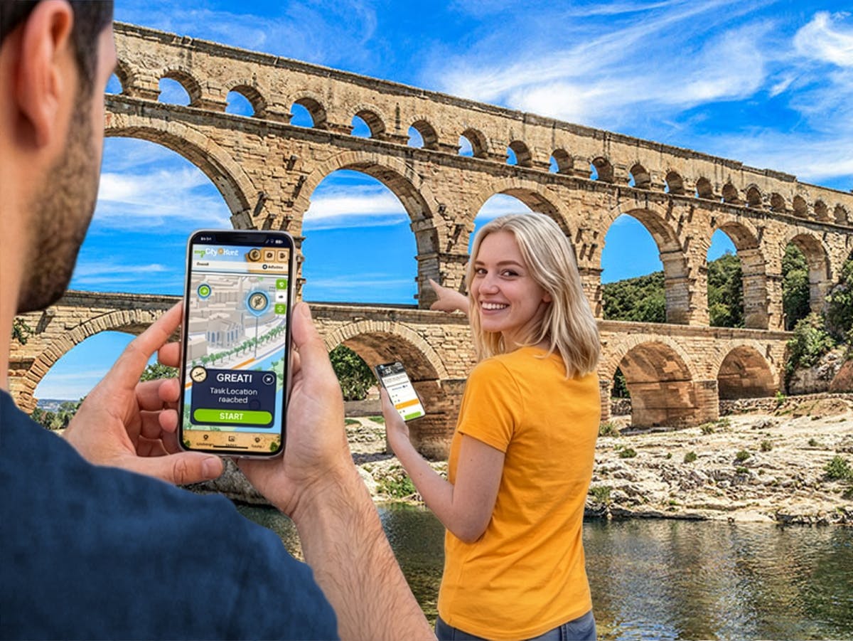 Caccia al tesoro digitale autoguidata a Nîmes