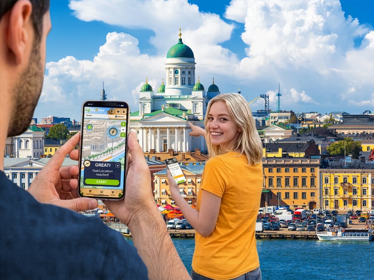 Caça ao tesouro digital auto-guiada em Helsínquia
