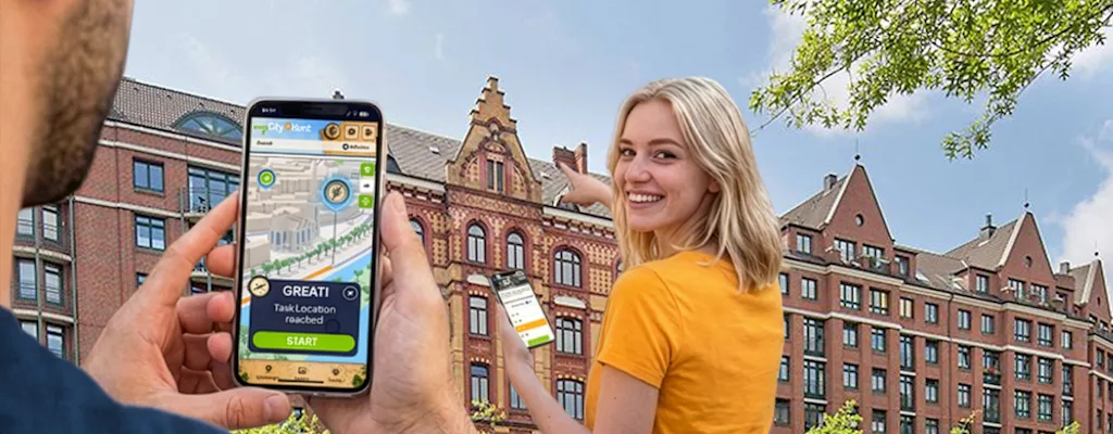 Caça ao tesouro digital auto-guiada em Hamburgo Altona
