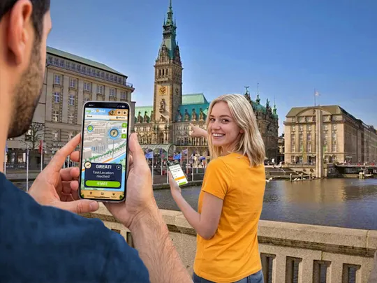 Caça ao tesouro digital auto-guiada em Hamburgo-Altstadt