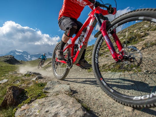 Zermatt full-day guided bike tour with mountain landscape views
